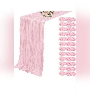 12 Pack Light Pink Cheesecloth Table Runner,